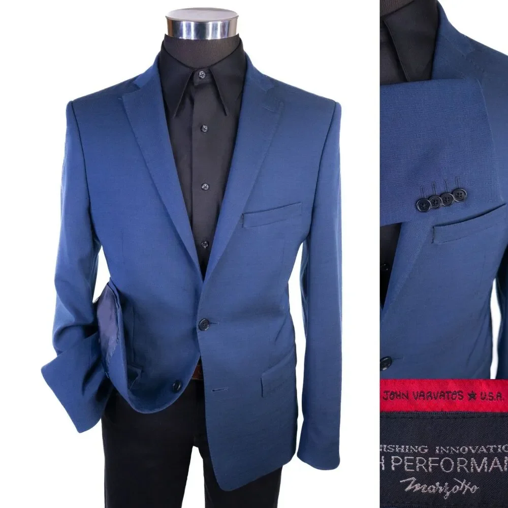 John Varvatos MARZOTTO Wool Blazer Sport Coat Sz 40R Blue Two Button Jacket